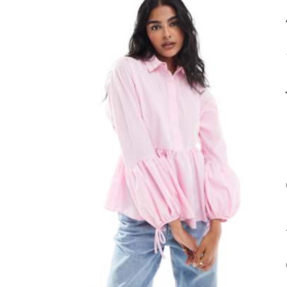 NWOT- ASOS DESIGN dropped waist peplum shirt in light pink
